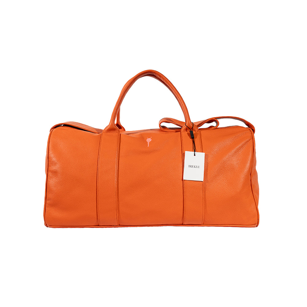 IREYKE Orange Italian Calf Weekend Duffle