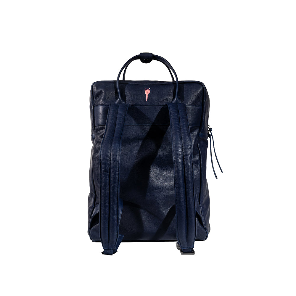IREYKE Purple Calfskin Double Pocket Backpack