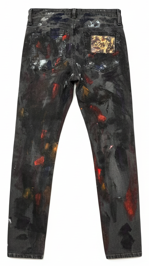 Irekye Abstract Canvas Multi-Paint Denim