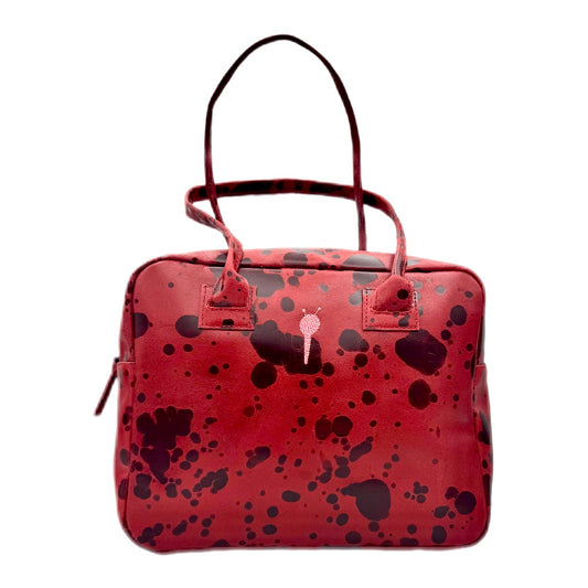 IREKYE Ladybug Bag – Italian Leather Tote, Handcrafted in USA – Red Black Speckled Handbag