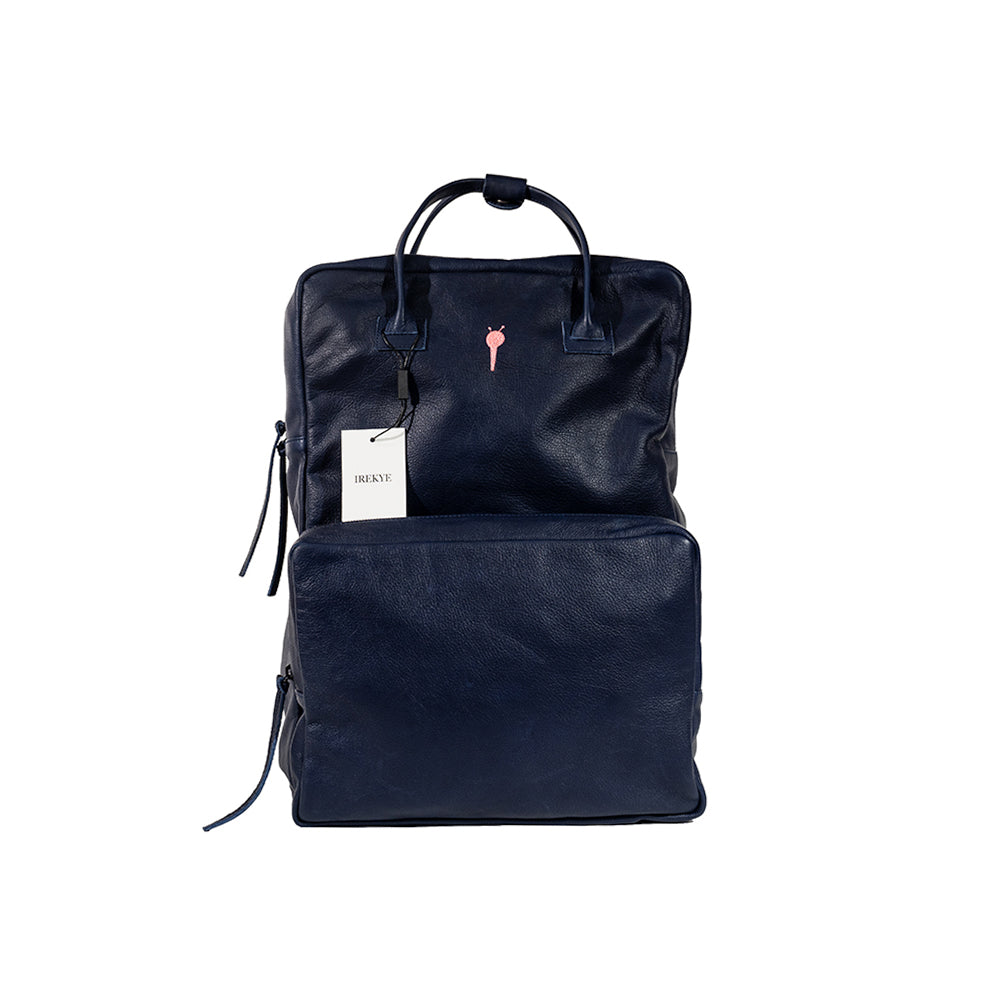 IREYKE Purple Calfskin Double Pocket Backpack