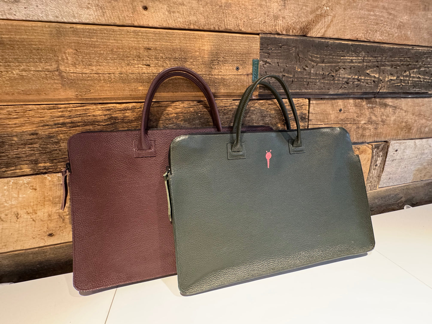 Verde Luxe & Crimson Noir – Handcrafted Italian Leather Briefcase Handmade in LA