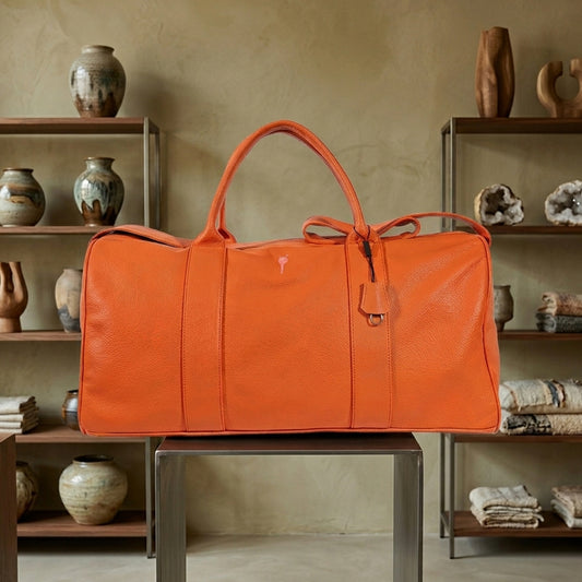 IREYKE Orange Italian Calf Weekend Duffle