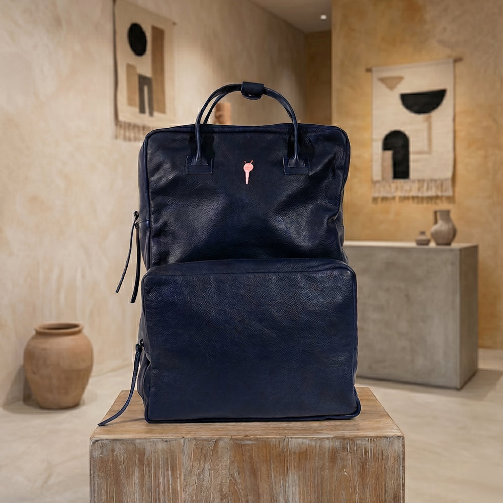 IREYKE Purple Calfskin Double Pocket Backpack