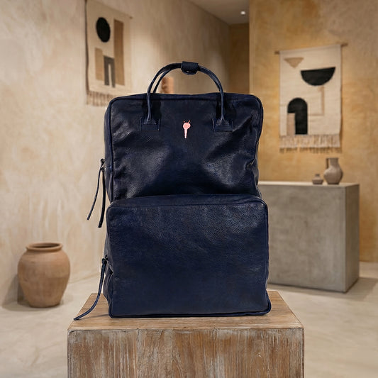 IREYKE Purple Calfskin Double Pocket Backpack